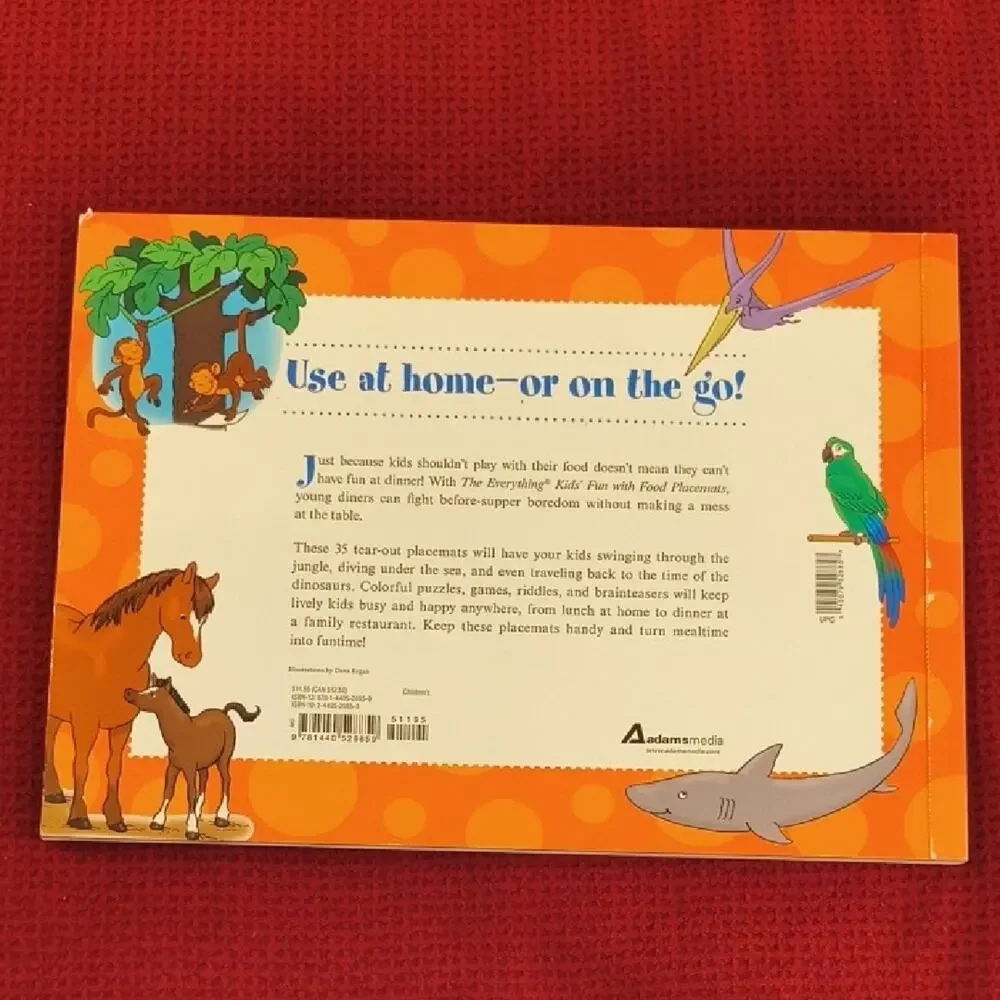 The Everything Kids' Fun with Food Placemats - Amazing Animals 35 Count NWT